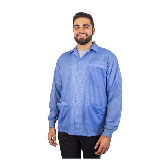 New! Desco Statshield Anti Static Smock Shirt Men’s Women’s Blue In Bag XL - Picture 1 of 8